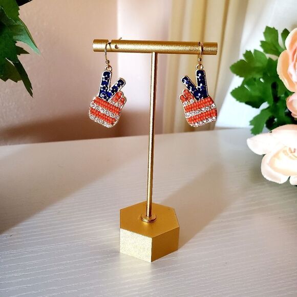 𝅺patriotic Peace Earrings USA - Picture 4 of 5
